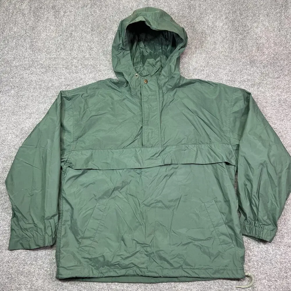 Vintage Gap Anorak Jacket Mens M Green Hooded Nylon 1/4 Zip Pullover Outdoor